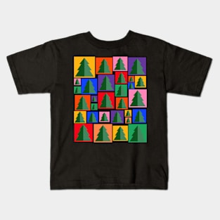 Geometric Christmas Tree Pattern in Rainbow colours Kids T-Shirt